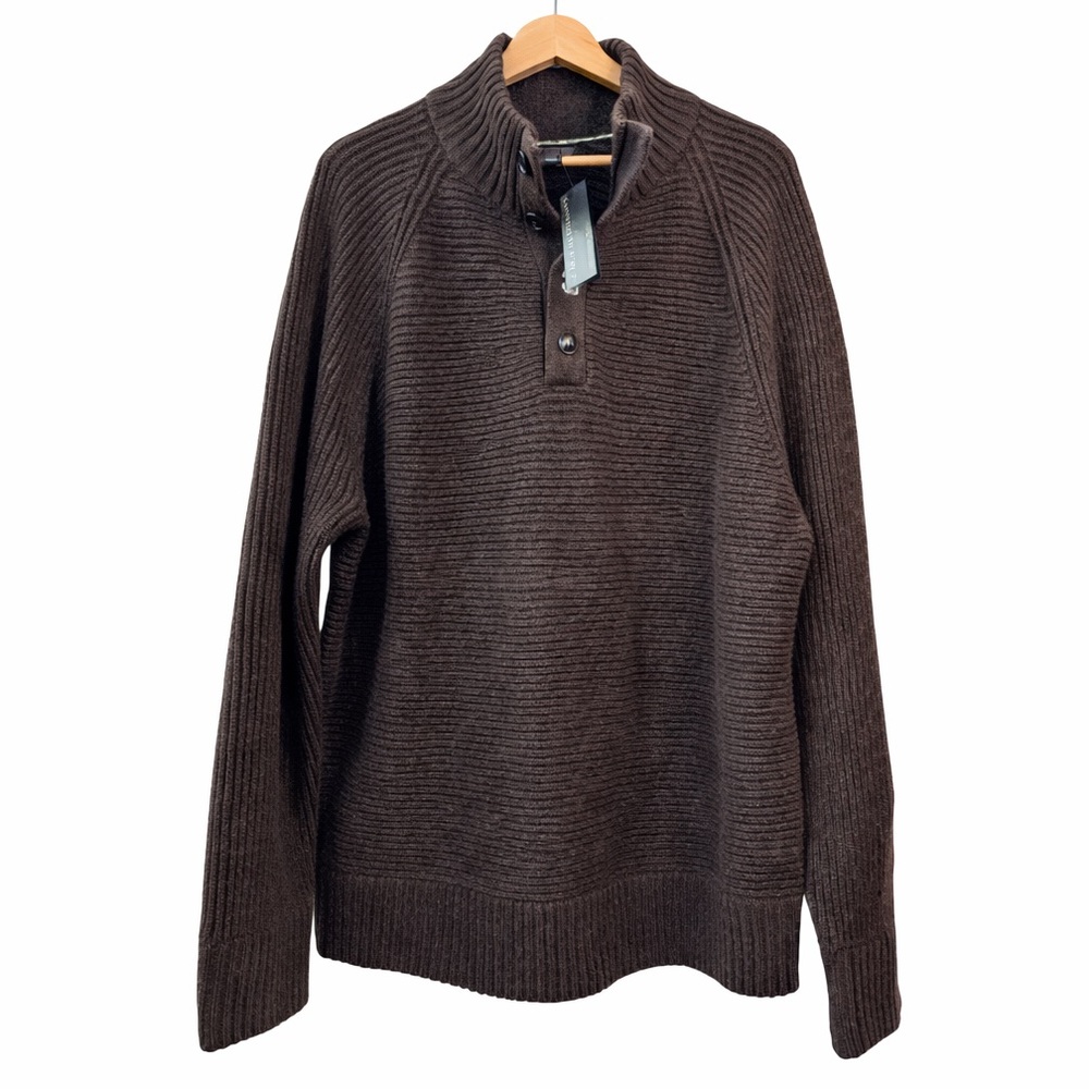 Banana Republic Men’s Brown Wool Blend Half Button Sweater XL NWT